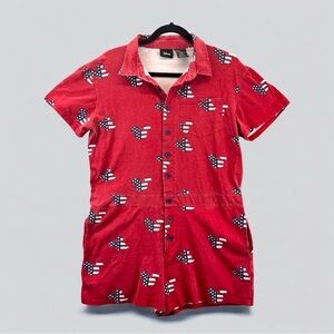 Disney Unisex Red Mickey Mouse American Flag Romper | Size Small